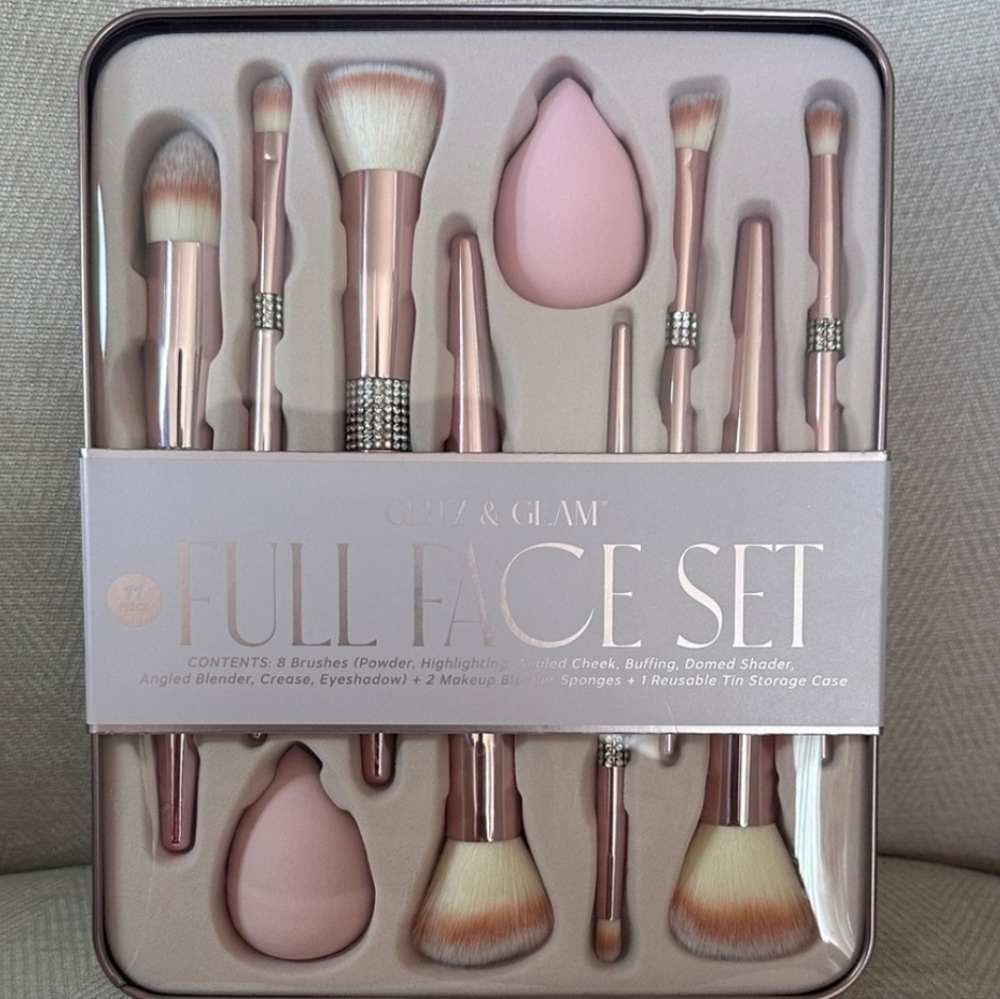 💕▪️Glitz & Glam ▪️Full Face Makeup 11pc Brush Set - Pink - Picture 2 of 5